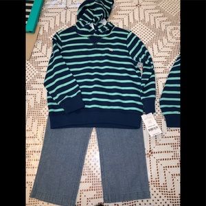 Carters big boy stripe hoodie 2 pc set